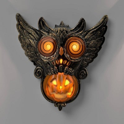 8" Halloween Swirly Eyed Owl Doorbell Decorative Prop - Hyde and EEK! Boutique