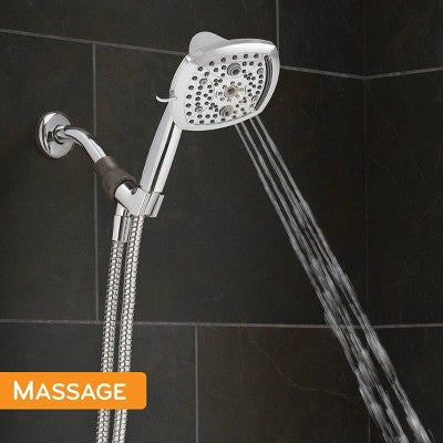 5" Contour 9 Spray WaterSense Hand Shower Chrome - Oxygenics: EPA Certified, 72" Hose, Multi-Setting Showerhead