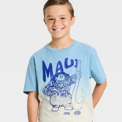 Boys' Disney Moana Maui Dip Dye Graphic T-Shirt - Blue XS
