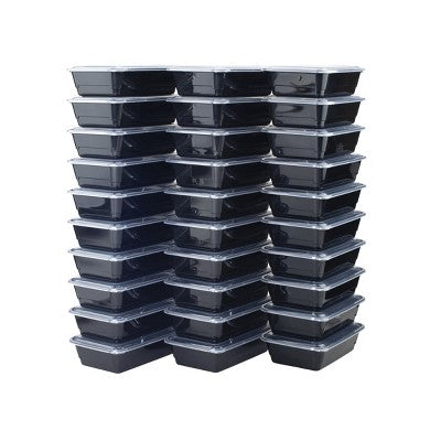 GoodCook Meal Prep 1 Compartment Rectangle Containers + Lids - 4Cups - 60 pcs/30ct - Black