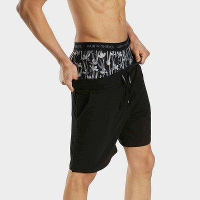 Pair of Thieves Men's Floral Super Fit Boxer Briefs 2pk - Gray/Black XL: Polyamide-Spandex Blend, Botanical Pattern, Microfiber Construction