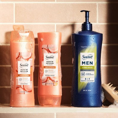 Suave Men Professionals 3-in-1 Shampoo + Conditioner + Body Wash, Citrus Rush - 28 fl oz: All Hair Types, Daily Use, Paraben-Free