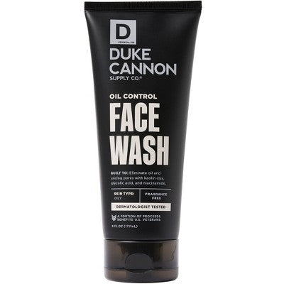 Duke Cannon Oil Control Face Wash - Shine-Reducing Facial Cleanser for Men - 6 fl. Oz: Aloe & Green Tea Formula