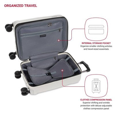 SWISSGEAR Cascade Hardside Carry On Spinner Suitcase - Sustained Gray: Tear-Resistant, 8 Wheels