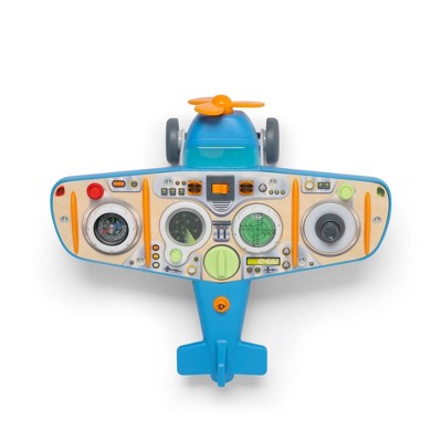 Melissa & Doug Airplane Busy Board with LED Light - Wooden Electronic Activity Board with Lights and Sounds for Sensory Play
