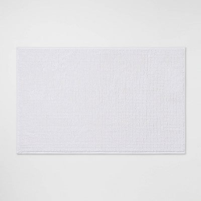 20"x32" Everyday Chenille Bath Rug White - Room Essentials: Machine Washable, Tufted Polyester, Non-Slip Backing