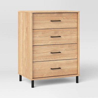 Mixed Material 4 Drawer Dresser Updated Base Natural Wood - Room Essentials (LOCAL PICKUP ONLY)