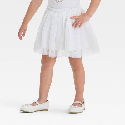 Toddler Girls' Tulle Skirt Cream 2T Closure, Above Knee Length