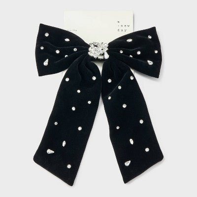 Gemstone Hair Bow Barrette - A New Day Black