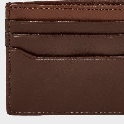 Men's RFID Card Case with Air Tag Hat and Wallet Set 2pc - Goodfellow & Co Dark Brown One Size Fits Most