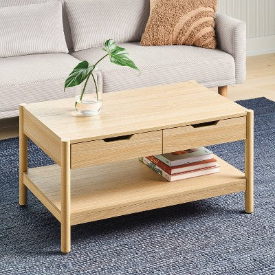 Scandi Coffee Tables Table With Drawers Natural - Room Essentials (LOCAL PICKUP ONLY)