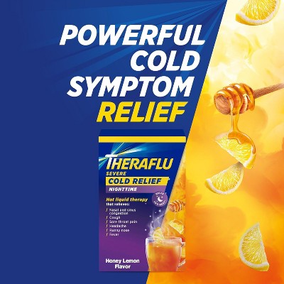 Theraflu Nighttime Flu Relief Max Strength Powder Packets Honey Lemon, 6 Count