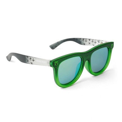 Boys' Minecraft Rectangle Sunglasses & Sunglass Case - Green: UV Protection, Creeper Design, Ages 3-10