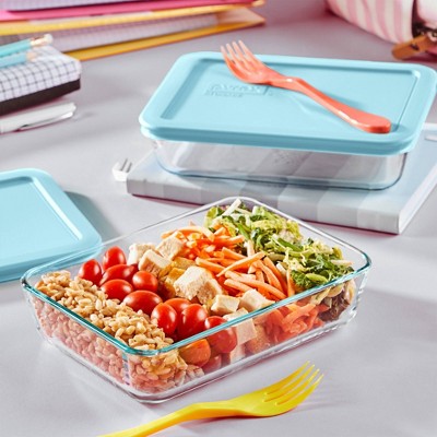 Pyrex 4pc 3c Rectangular Food Storage Container Set Ocean Mist
