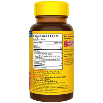 Nature Made Superior Absorption Krill Oil 500mg Softgels, Omega 3 Heart Health Support - 30ct