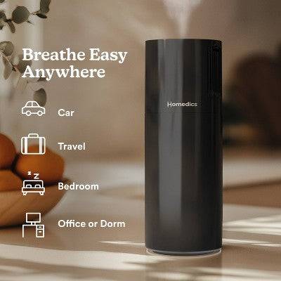 Homedics Portable Ultrasonic Humidifier with Night-Light and Aromatherapy Black