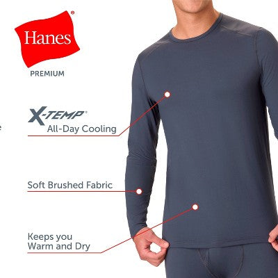 Hanes Men's Thermal Long Sleeve Performance Shirt - Dark Gray XL