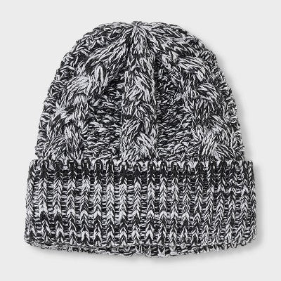 Men's Cable Beanies - Goodfellow & Co Black/white One Size Fits Most