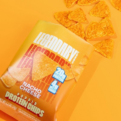 Legendary Foods Gluten Free and Keto Friendly Popped Protein Chips - Nacho Cheese - 4.8oz/4ct