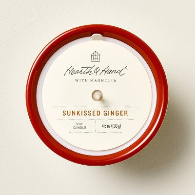 Two-Tone Ceramic Sunkissed Ginger Jar Candle 4.6oz Tan/Red - Hearth & Hand with Magnolia: Soy Wax, Machine-Poured, Farmhouse Style