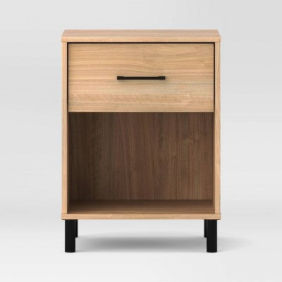 Mixed Materials Wood and Metal Nightstand Natural Wood - Room Essentials (LOCAL PICKUP ONLY)