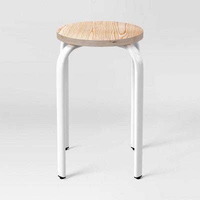 2pk Plywood with Metal Base Stacking Stool White - Room Essentials (LOCAL PICKUP ONLY)