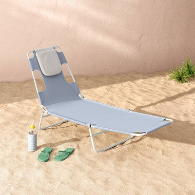 Folding Beach Tanning Chair Light Blue - Room Essentials (LOCAL PICKUP ONLY)