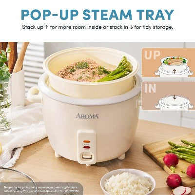 Aroma 16 Cup Rice Cooker with Pop Up Steam Tray