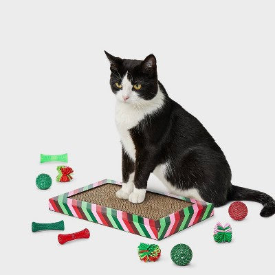 Cat Scratch Pad and Ball Toy Set - 10pcs - Boots & Barkley