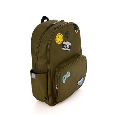 Locker Club Kids' 16L Nylon Backpack with Headphone Pencil Pouch - Olive Green: Tear-Resistant Design