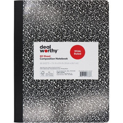 Composition Book Wide Ruled Black - Dealworthy