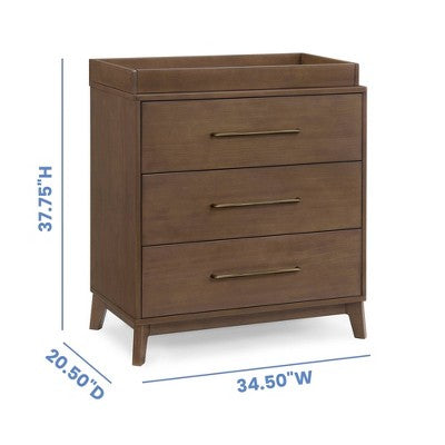 Delta Children Spencer 3 Drawer Dresser with Changing Top - Teak Brown (LOCAL PICKUP ONLY)