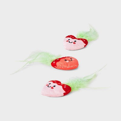 Strawberries Cat Toy - Boots & Barkley 3ct