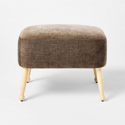 Corallina Upholstered Wooden Ottoman Natural Wood/Dark Brown (FA) - Threshold designed with Studio McGee (LOCAL PICKUP ONLY)