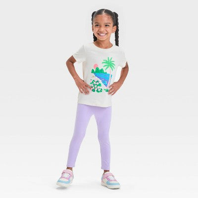 Toddler Girls' Tree  T-Shirt  Beige 4 Crew Neck, Short Sleeve