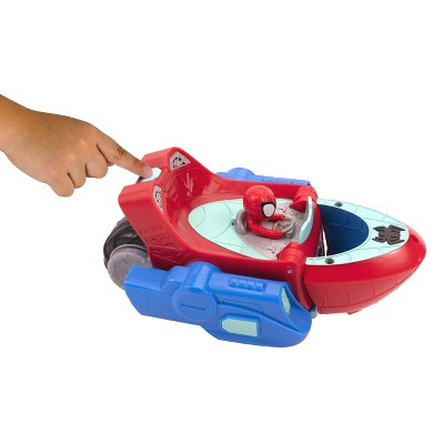 Spidey and His Amazing Friends Land and Sea Cruiser Toy Vehicle: 1:8 Scale, 3 Pieces, Battery-Powered Plastic Boat & Car
