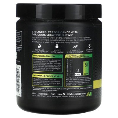 MuscleTech Creatine Chews, Citrus Burst, 90 Chewable Tablets (1 g per Tablet)