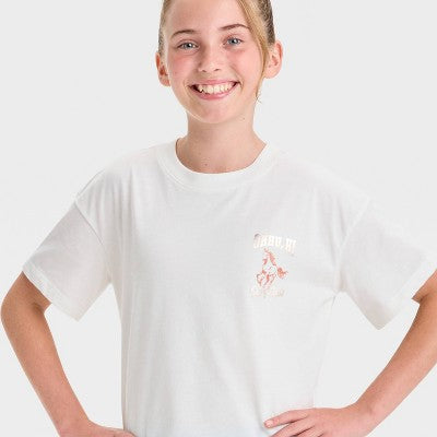 Girls' Oversized 'Cow Girl' Graphic T-Shirt Cat & Jack Cream M