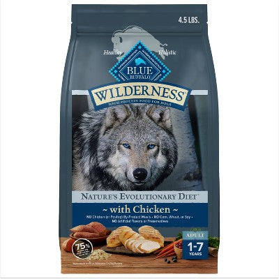 Blue Buffalo Wilderness High Protein Natural Adult Dry Dog Food plus Wholesome Grains with Chicken - 4.5lbs