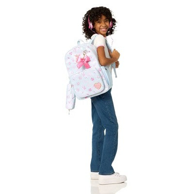 Locker Club Elevated Backpack Set with Pencil Case and Headphones - Blue Stripe Ribbons