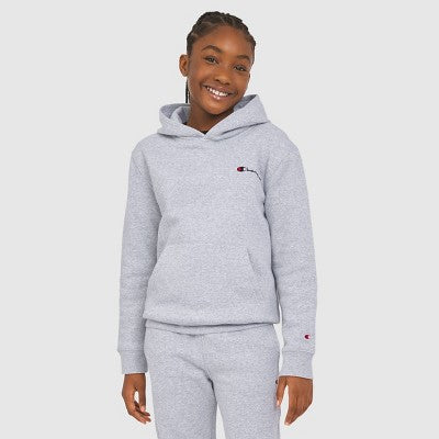 Champion Kid's Fleece Pullover Hoodie - Heathered Gray L