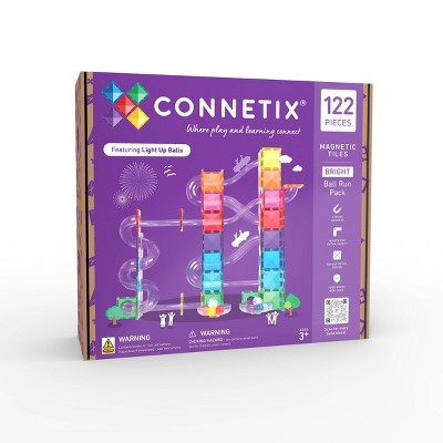 CONNETIX Magnetic Tiles Bright Ball Run Pack : 122pc