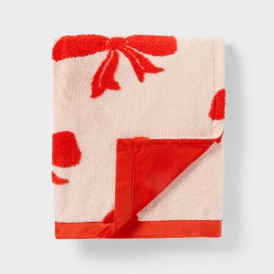 Patisserie Bow Kids' Chenille Throw Blanket Pink - Pillowfort