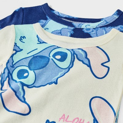 Toddler 4pc Lilo & Stitch Cotton Pajama Set - Blue/White 2T