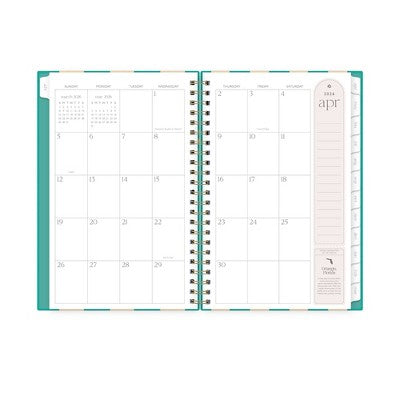 Rhi James for Blue Sky Weekly/Monthly Planner 15 Month Wirebound 5"x8" Textured Paper Hardcover - Teal Stripe