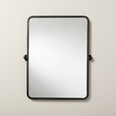 22"x30" Rectangular Bathroom Vanity Pivot Mirror Black Finish - Hearth & Hand with Magnolia: Wall Mount, Tiltable Design (LOCAL PICKUP ONLY)