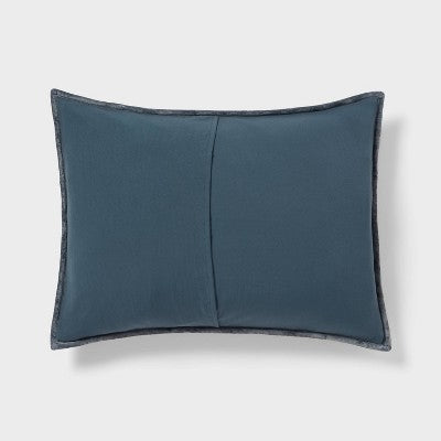 Standard Luxe Diamond Stitch Velvet Quilt Pillow Sham Slate Blue - Threshold: Recycled Polyester, OEKO-TEX Certified, No Flange