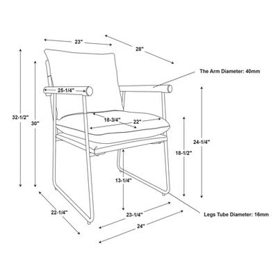 Cushioned Metal & Wood Accent Arm Chair Black/Cream (FA) - Hearth & Hand with Magnolia: No Assembly, Sled Legs, Polyester (LOCAL PICKUP ONLY)