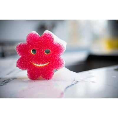 Scrub Daddy Scrub Mommy Power Flower Dual-Sided Scrubber + Sponge - Pink: Foam Material, Cleaning Tools Accessory, 1.63" Depth