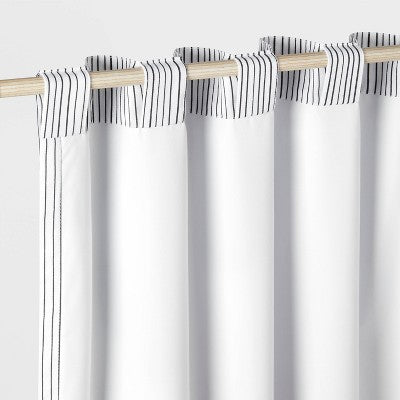 42"W x 84"L Irregular Mini Striped Kids' Blackout Window Curtain Panel Black - Pillowfort